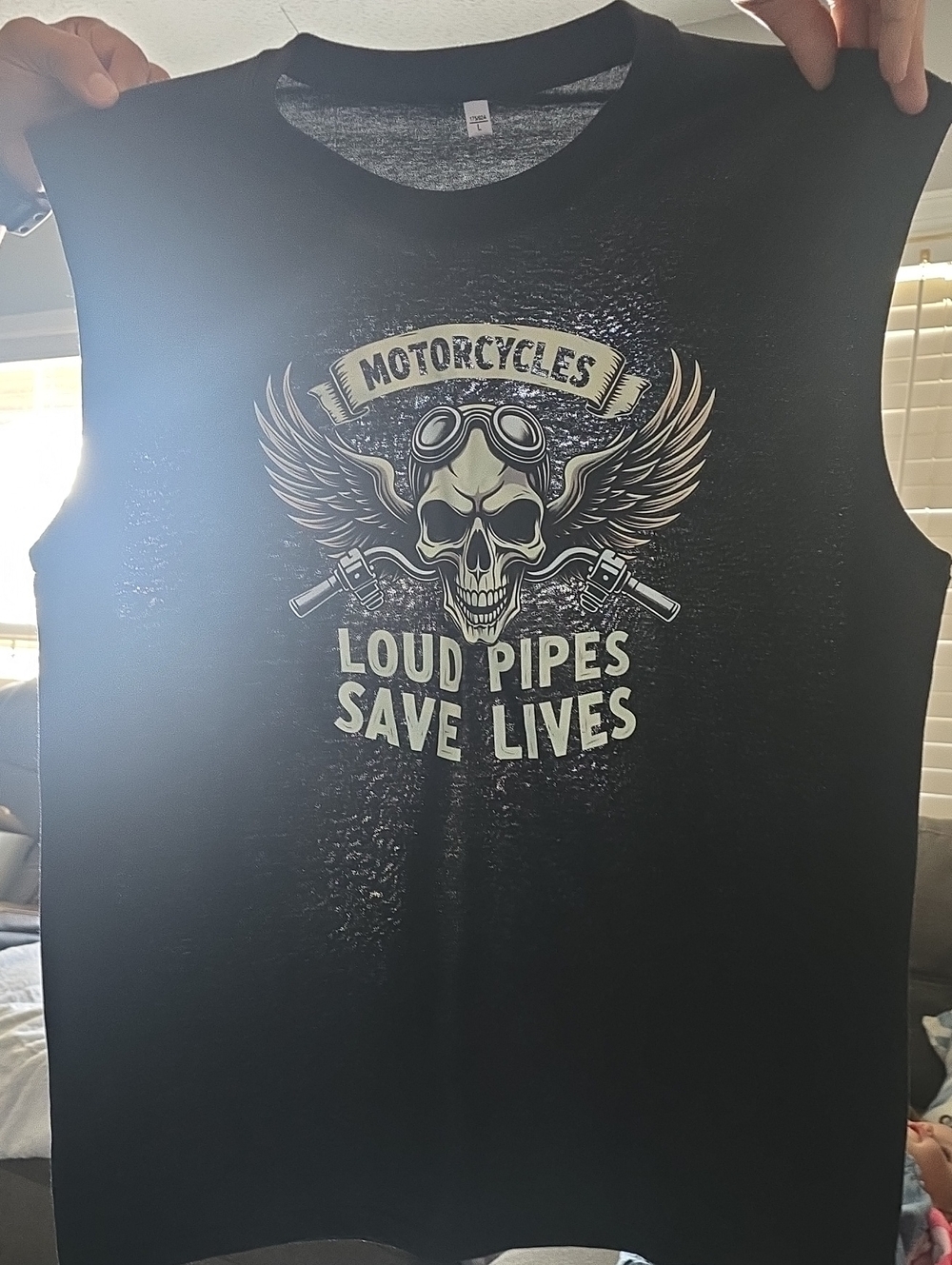 Source Unknown Black Men's Sleeveless Motorcycle Graphic Tee